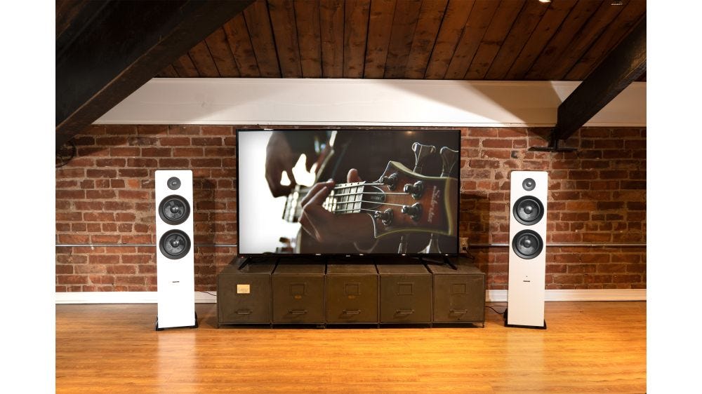 Ai81 Powered Floorstanding Speakers with Television