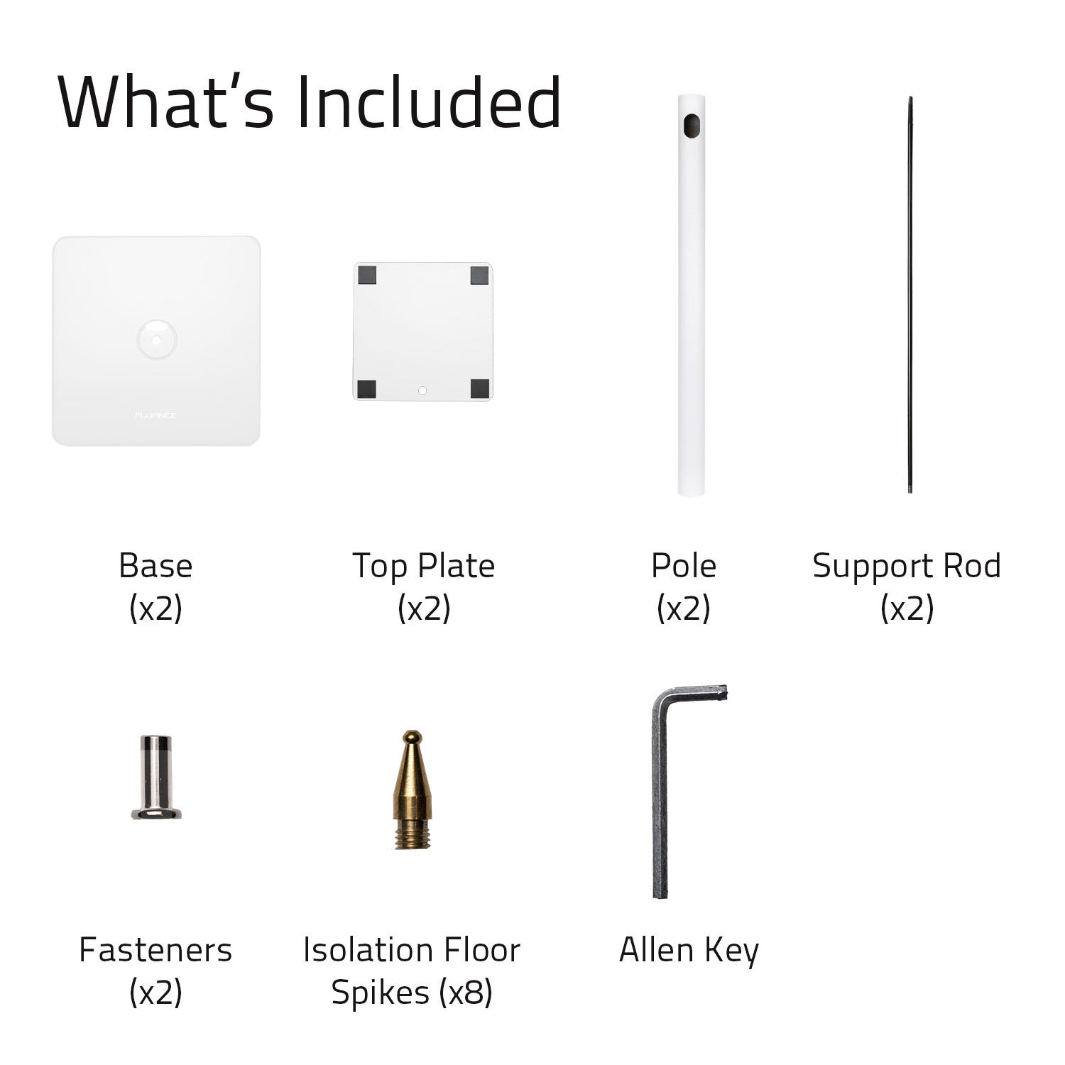 Floor Speaker Stands for Surround Sound and Bookshelf Speakers (Square Base) - White