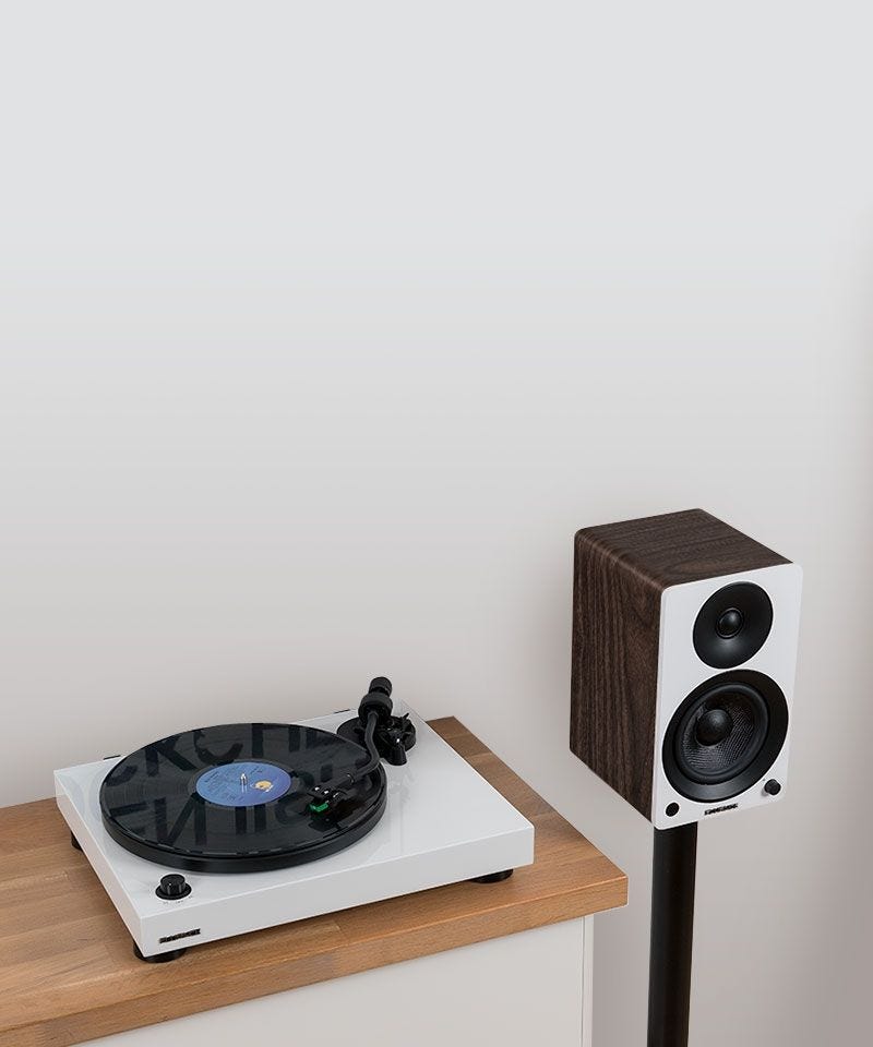 RT81 Elite High Fidelity Vinyl Turntable with Ai41 Powered 5” Stereo Bookshelf Speakers