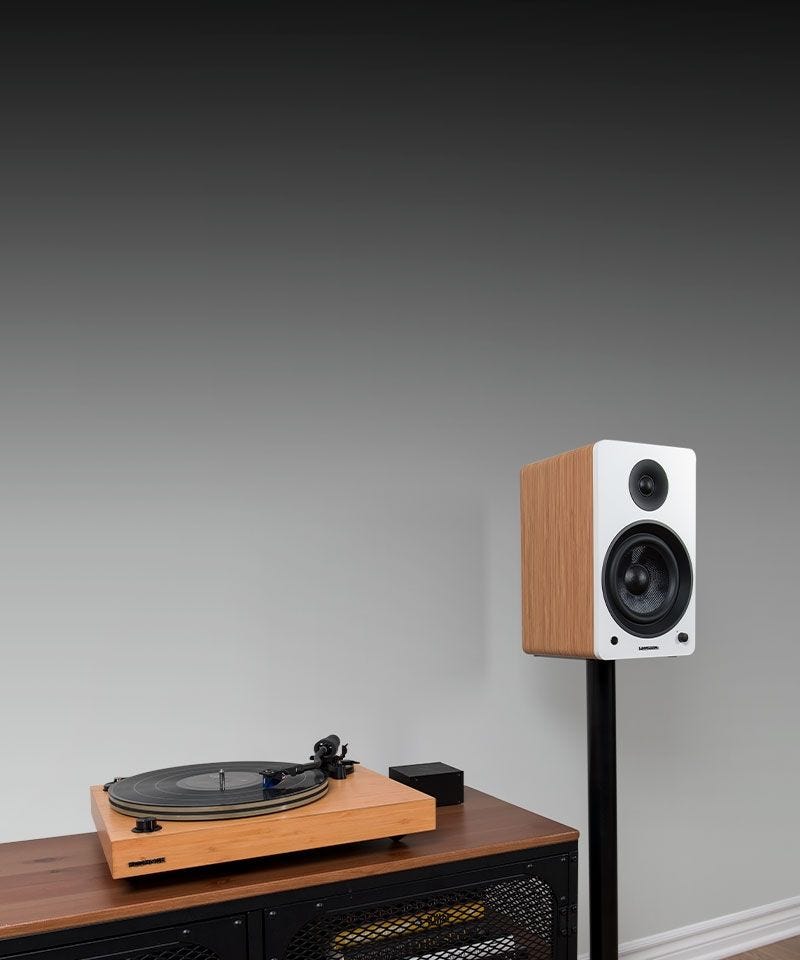 Reference RT85 High Fidelity Vinyl Turntable with PA10 Phono Preamp and Ai61 Powered 6.5” Stereo Bookshelf Speakers