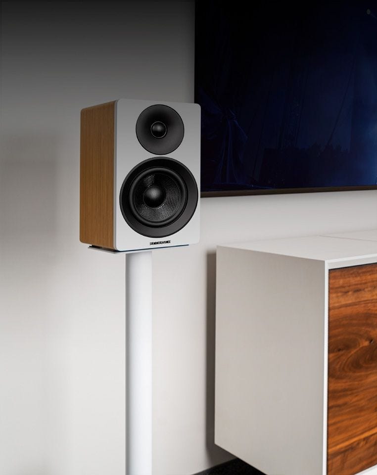 Floor Speaker Stands for Surround Sound and Bookshelf Speakers (Square Base) - White