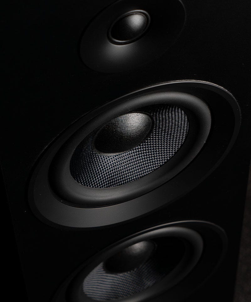 Fluance Ai81 Elite Powered Floorstanding Tower Speakers - Close Up of Drivers